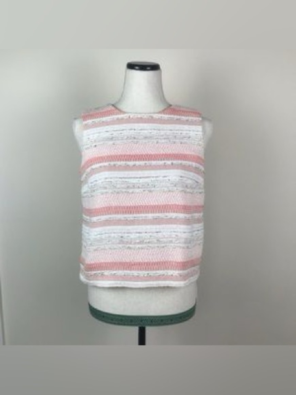Katherine Barclay Tweed Textured Striped Sleeveless Top sz.L